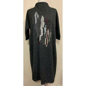 Kaimilan Gray Sweater Mock Embroidered Art Dress